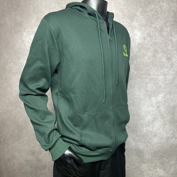 Trulieve Mens Med Green Zip Up Hoodie Sweatshirt Logo Graphic Back Long Sleeve - Picture 3 of 6